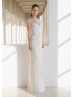 Cap Sleeve Beaded Ivory Tulle Fringe Wedding Dress